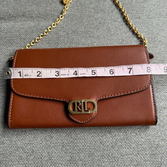 Lauren Ralph Lauren Leather Medium Adair Crossbody Lauren Tan - Picture 10 of 12